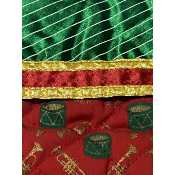 Avon Quilted Christmas Stocking With Green & Gold Drum And Trumpet Pattern 16" - Picture 3 of 5